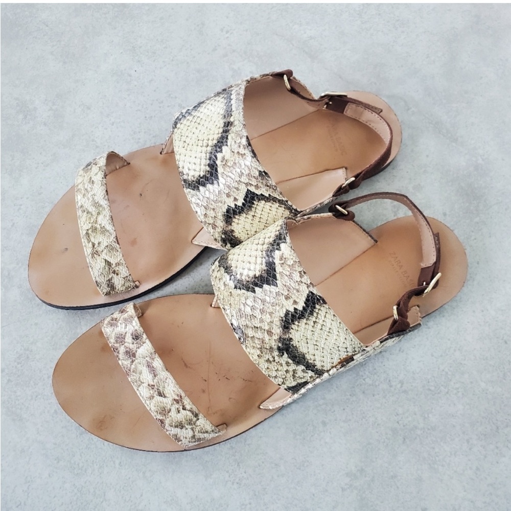 ZARA basic snake embossed sandals
